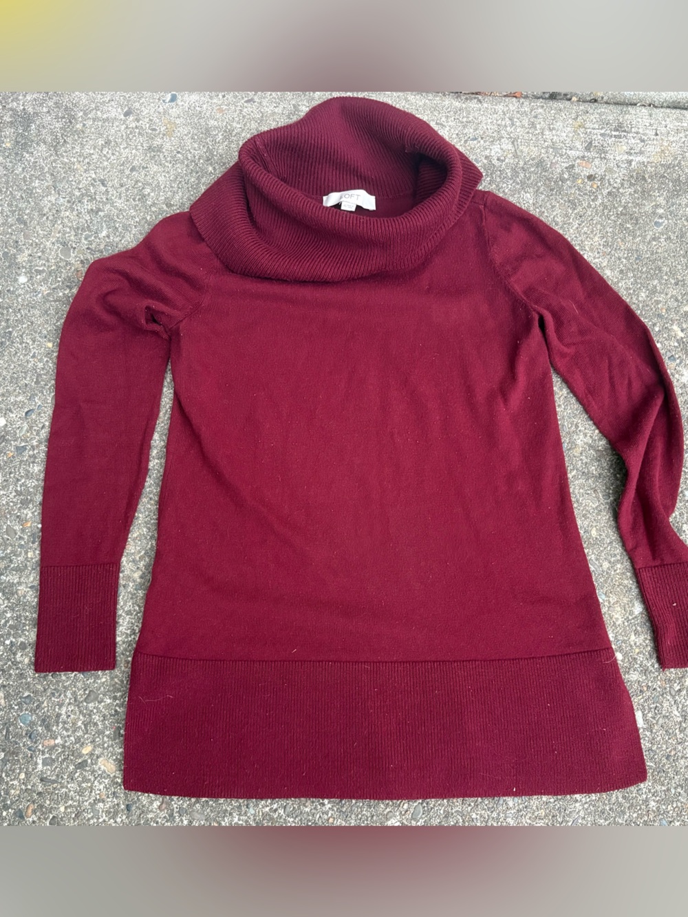 LOFT Burgundy Cowlneck Tunic Sweater